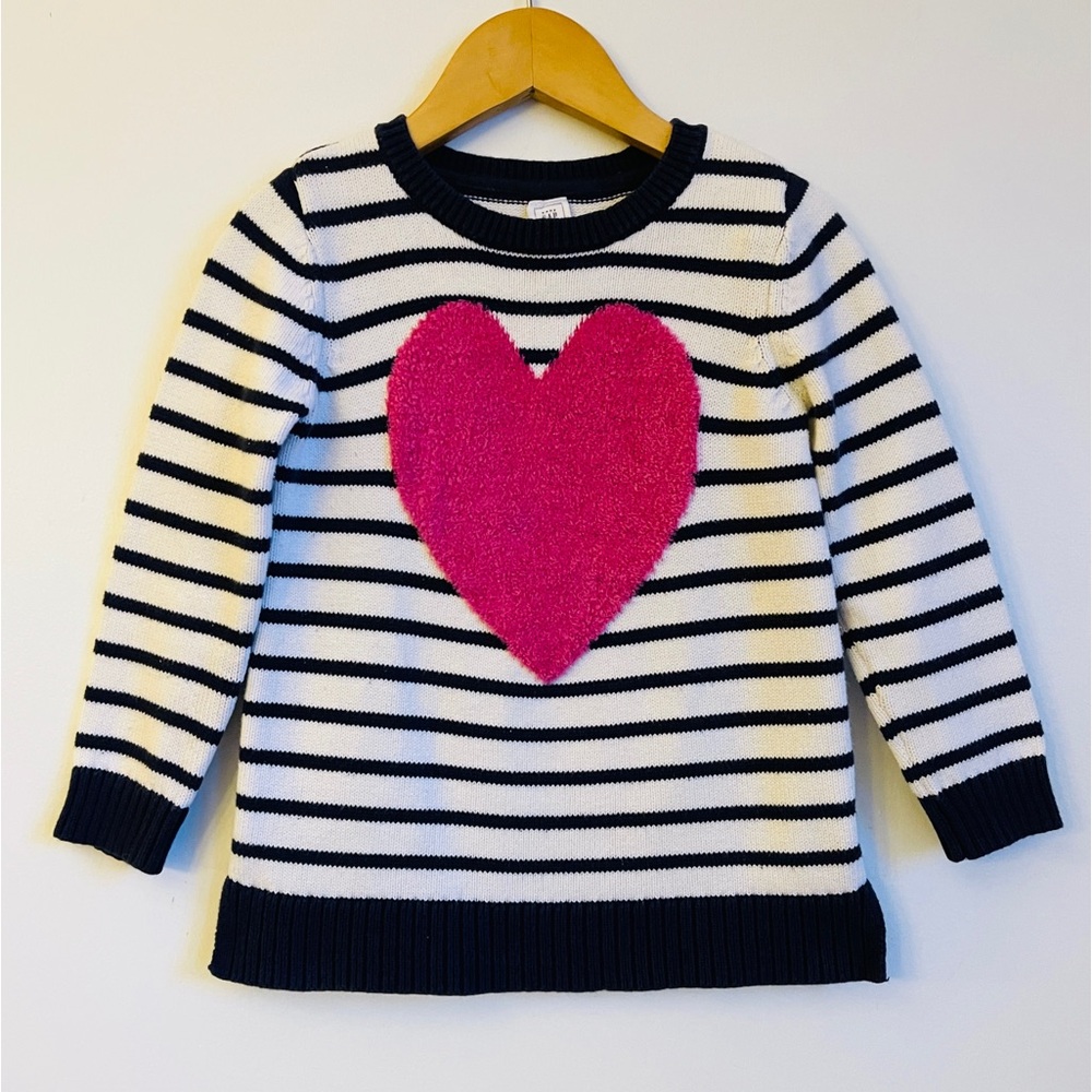 4T Baby GAP Striped Heart Sweater